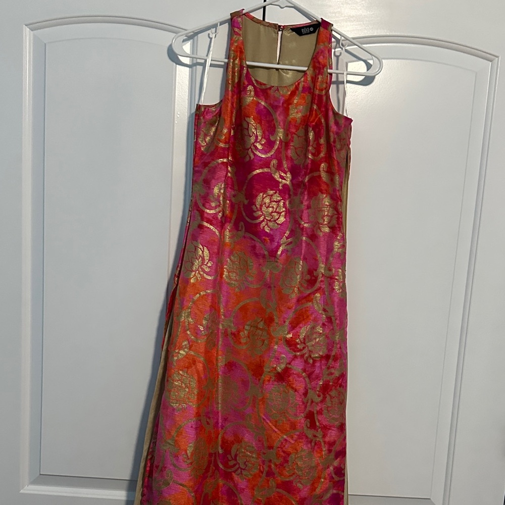 Indya Pink and Gold Sleeveless Dress
